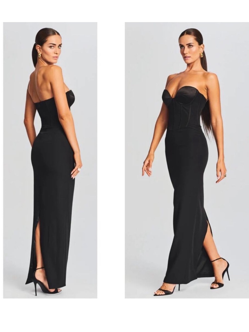 Retrofete Luna Bustier Strapless Bodycon Black Maxi Dress Size Medium NWT - Picture 10 of 10
